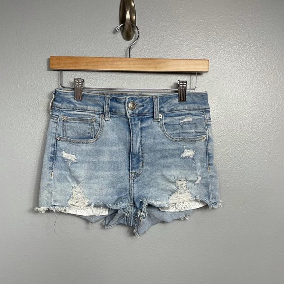 American Eagle Outfitters Pants - AMERICAN EAGLE Distressed Hi-Rise Denim Shortie